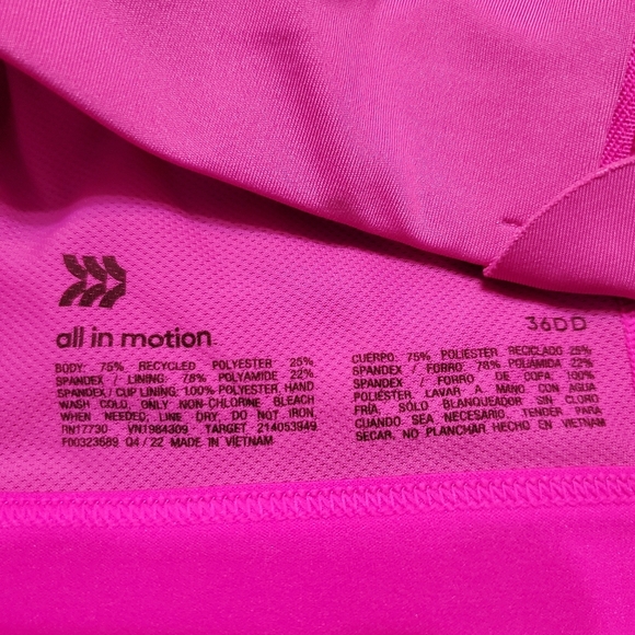 NWT All In Motion Women's High Support Sculpting Pink Bra 36DD - Picture 5 of 11